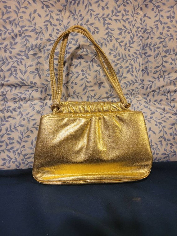 Ande Gold Lame Fabric Purse from the 1950s - Orig… - image 1