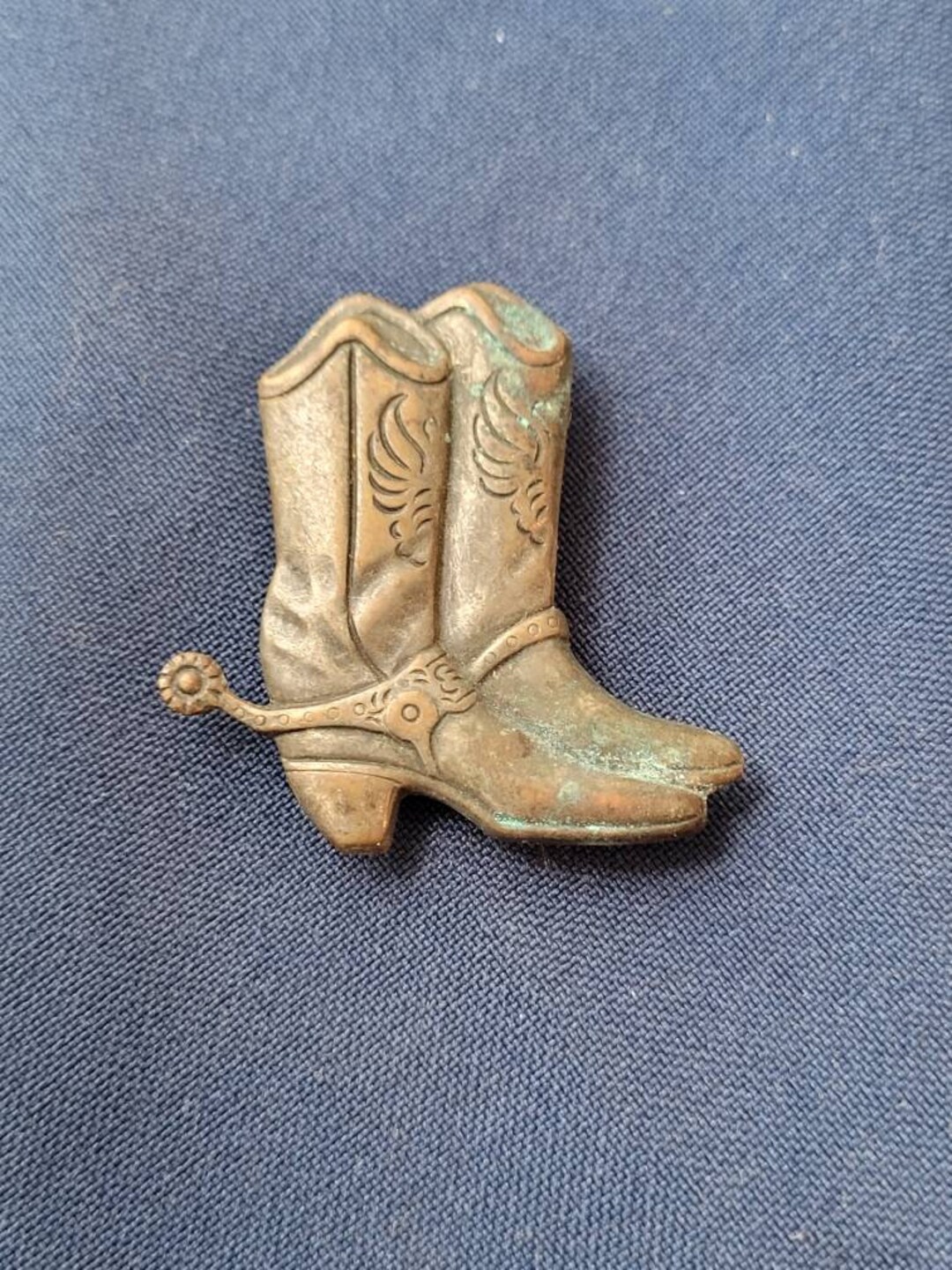 Vintage Metal Cowboy Boots With Stirrups Button Cover Etsy