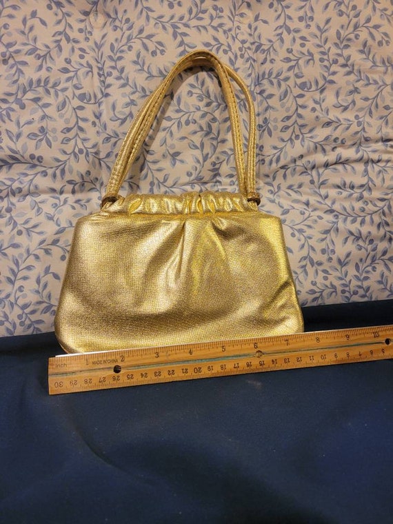 Ande Gold Lame Fabric Purse from the 1950s - Orig… - image 9