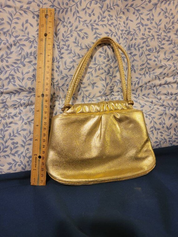 Ande Gold Lame Fabric Purse from the 1950s - Orig… - image 8