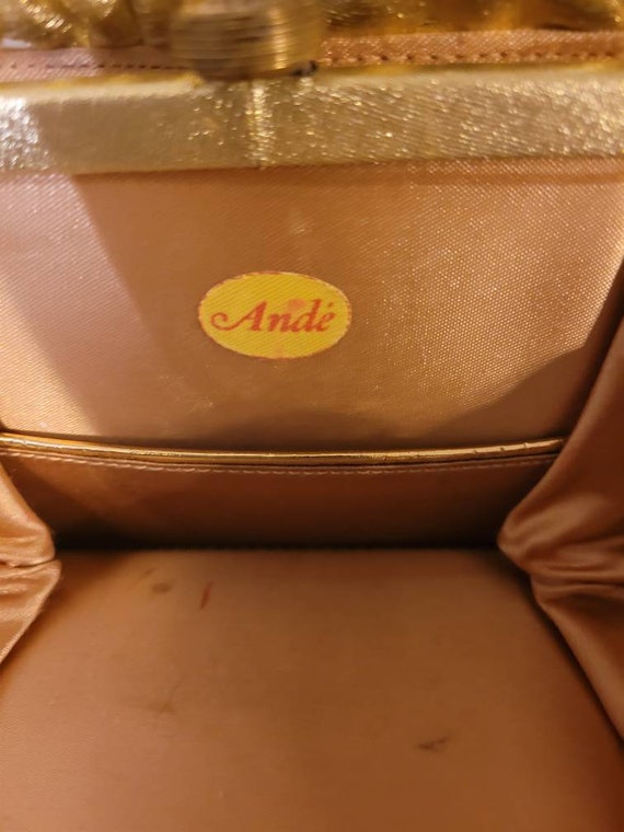 Ande Gold Lame Fabric Purse from the 1950s - Orig… - image 3