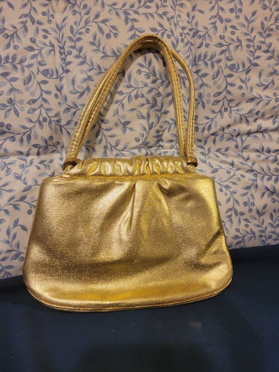 Ande Gold Lame Fabric Purse from the 1950s - Orig… - image 4
