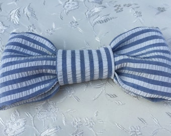 Blue Stripe Bow Tie /  blue stripe cotton bow tie / marine style bow tie / Men's Bow Tie