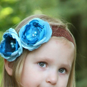 Flower Headband, Aqua Baby Headband, Flower baby headband, Girls Headband, Baby girl headband, Baby hair bows,Baptism headband.