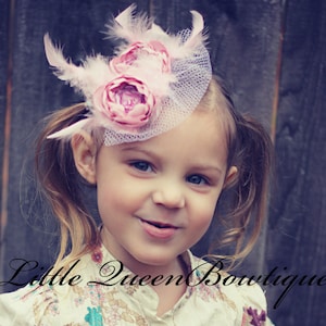 Flower Girl Fascinator Flower Fascinator Clip Flower Girl Pink Flower Clip Flower Headband Bridal Pink Flower Headband. Photo Prop image 1