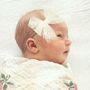 Tulle Bow Tulle Bow Headband Newborn baby Handmade Ivory, White or Pink