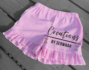 Seersucker shorts/summer Ruffles shorts/ girls summer ruffles shorts