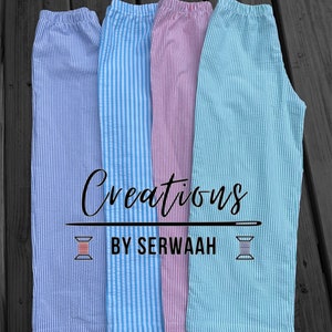Boys seersucker pants/ unlined seersucker pants children seersucker pants. Sizes: 6months to size 10