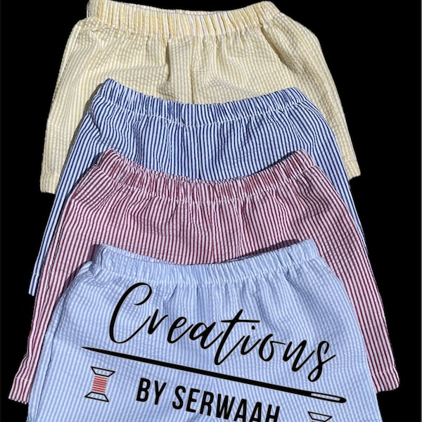 Seersucker Shorts/ Summer shorts/ Seersucker Children Shorts. Size: Newborn to 10yrs