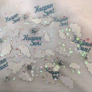 heaven sent confetti, baptism decoration, baby shower, photo prop