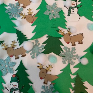 Christmas Party Confetti: Reindeer, Snowflakes, Trees