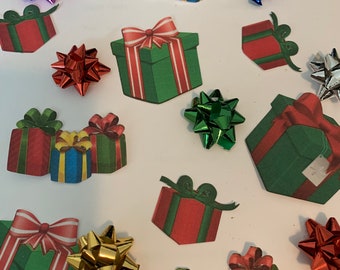 Confeti para fiestas navideñas, adornos para regalos y decoración navideña