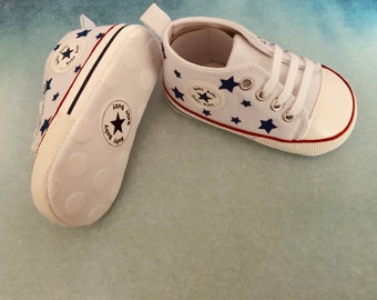 Red White and Blue Star Baby High Tops: 4th of July Gift