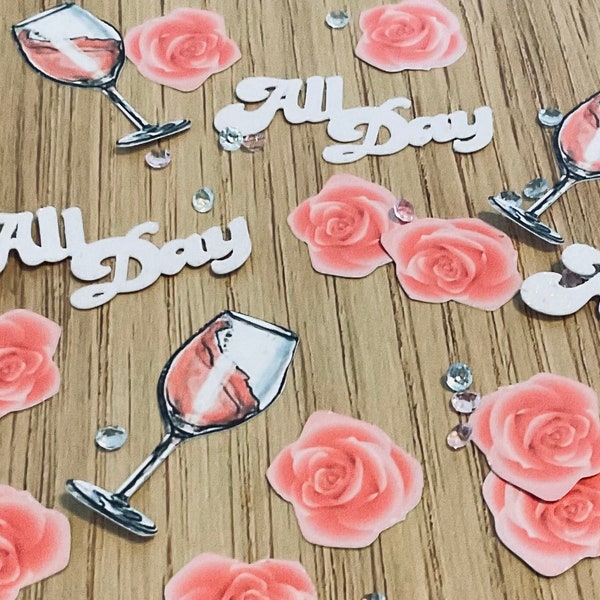 Rose’ All Day Party Decor, Rose’ All Day Confetti, Rose’ All Day Party,  Wine Party, Bridal Shower, Adult Party Theme, Custom Confetti