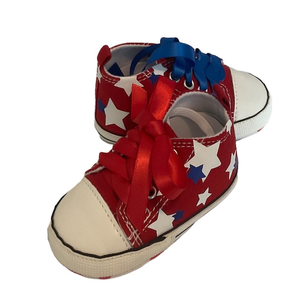 Red White and Blue Baby High Tops, Custom Baby High Tops, Custom Baby Shoes,  4th of July Baby, Baby Gift, Baby Shower Gift