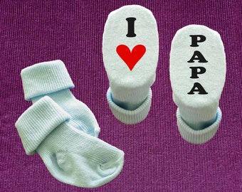 Babysocken Baby Socken I Love Oma, Opa, Tante, Onkel, Mama, Papa, Neffe, Nichte - Auf Wunsch mit WUNSCHNAME - Zur Taufe Geburt Geburtstag