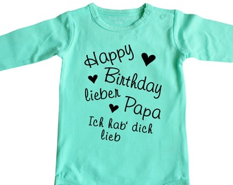 BIO Baby-Body Strampler Einteiler Happy Birthday - Herzlichen Glückwunsch - Papa Mama Oma Opa Onkel Tante Uroma Uropa - Zum Geburtstag