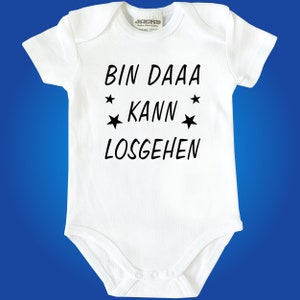 Kurzarm oder Langarm Jacky Baby-Body Babybody Einteiler mit Spruch Bin daaa kann losgehen Kurzarm - Schwarz