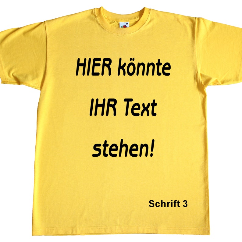 Kinder T-Shirt TShirt Shirt mit freier Textwahl Wunschtext Personalisiert Gelb
