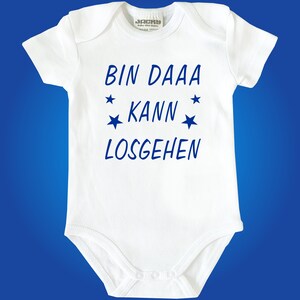 Kurzarm oder Langarm Jacky Baby-Body Babybody Einteiler mit Spruch Bin daaa kann losgehen Kurzarm - Blau