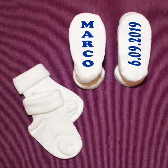 Rosa /& Blau Babysocken Baby Socken mit Grafik und Wunschname Taufe Geburt