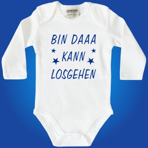 Kurzarm oder Langarm Jacky Baby-Body Babybody Einteiler mit Spruch Bin daaa kann losgehen Langarm - Blau