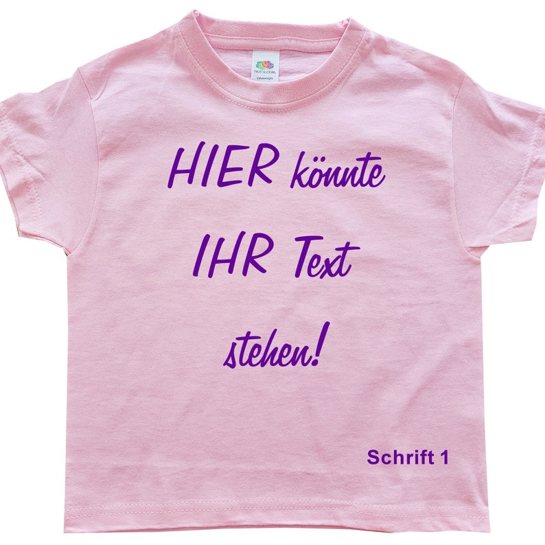 Kinder T-Shirt TShirt Shirt mit freier Textwahl Wunschtext Personalisiert Rosa