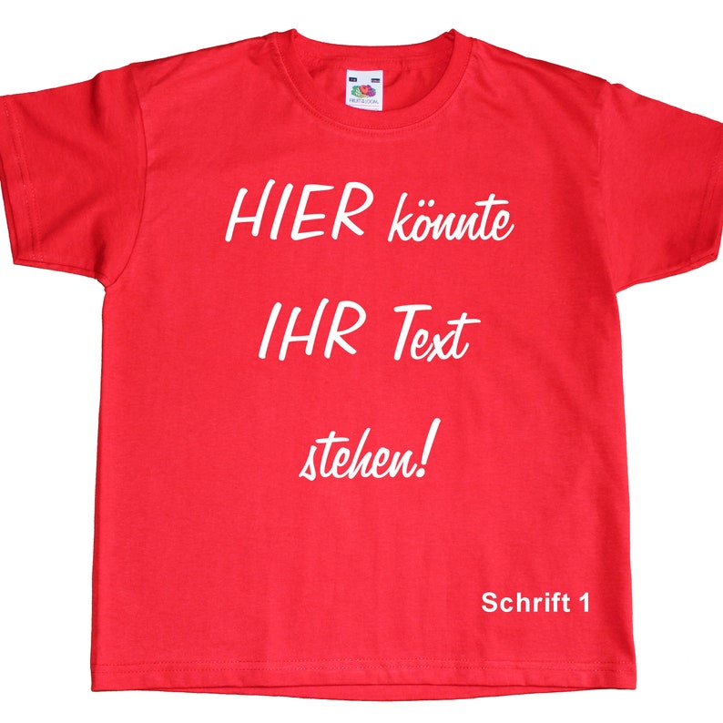 Kinder T-Shirt TShirt Shirt mit freier Textwahl Wunschtext Personalisiert Rot