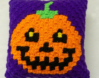 Crochet Pattern: Reversible Halloween Throw Pillow - Jack-O-Lantern and Bubbling Cauldron