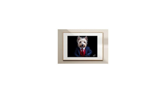 Scotty Dog Art Print Pet Lovers Print White Scotty Dog Print Pet Wall art