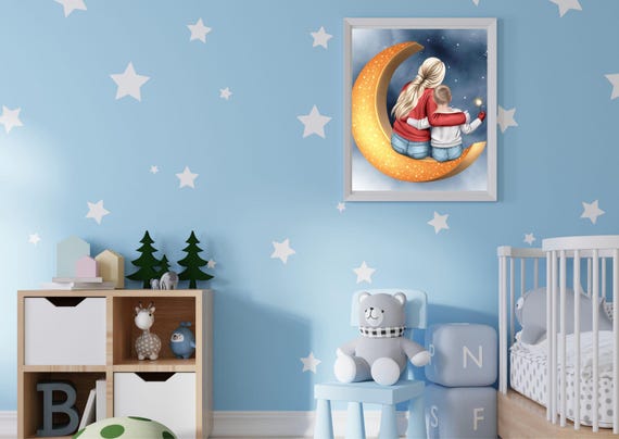 Mother and child  Gifts, childs bedroom gift, love you to the moon  gift, mum gift