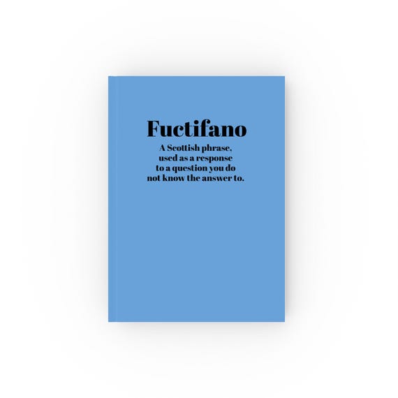 Hard Backed Journal - Fuctifano, Blue Journal for Daily Thoughts, Gift, Writing, Creative Inspiration, Stationery, Academic Use