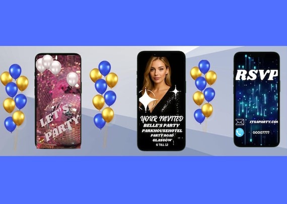 Animated Birthday Invitation video Custom Birthday Digital Invitation Editable Digital Canva Template Electronic Birthday Video Invitation