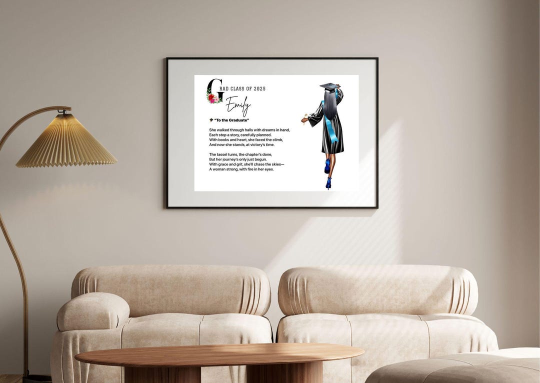 Personalized Graduation Girl Print, Custom Portrait Art - Etsy