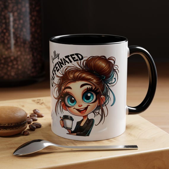 Cute Caffeinated Coffee Mug, Funny Gift for Coffee Lovers, Office Mug, Home Decor, Tea Mug, Breakfast Essentials