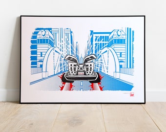 No Roads - Chicago - Back to the Future - Delorean - Screen Print