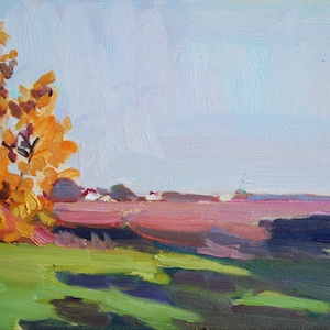 Autumn Landscape Oil Painting: Impressionist Plein Air Art (8x12 Unframed)