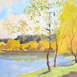 Principios de primavera. Pintura al óleo original pleinair sobre tabla, 20 x 30 cm, sin marco, pintada en el lugar.