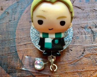 Draco Malfoy badge reel Harry Potter Slytherin retractable ID holder nurse teacher student tech gift idea Country Bear Crafting