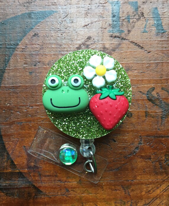 Frog and Strawberry ID Badge Reel -  Canada