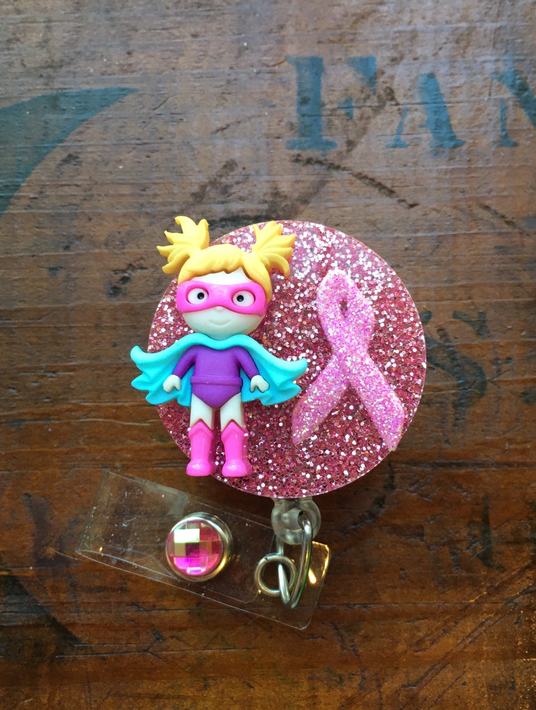 Brustkrebs Hoffnung, Mut, Superheld Support Ribbon Badge Reel - Etsy ...