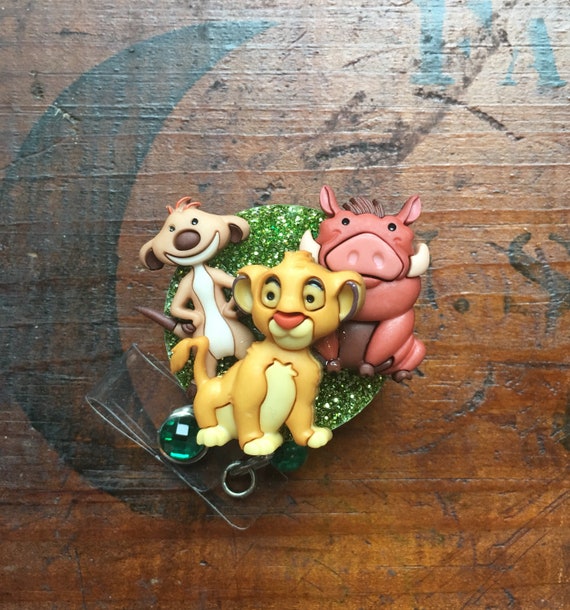 Pumba badge reel Disney Lion King warthog retractable ID holder nurse teacher student tech PT gift idea Country Bear Crafting