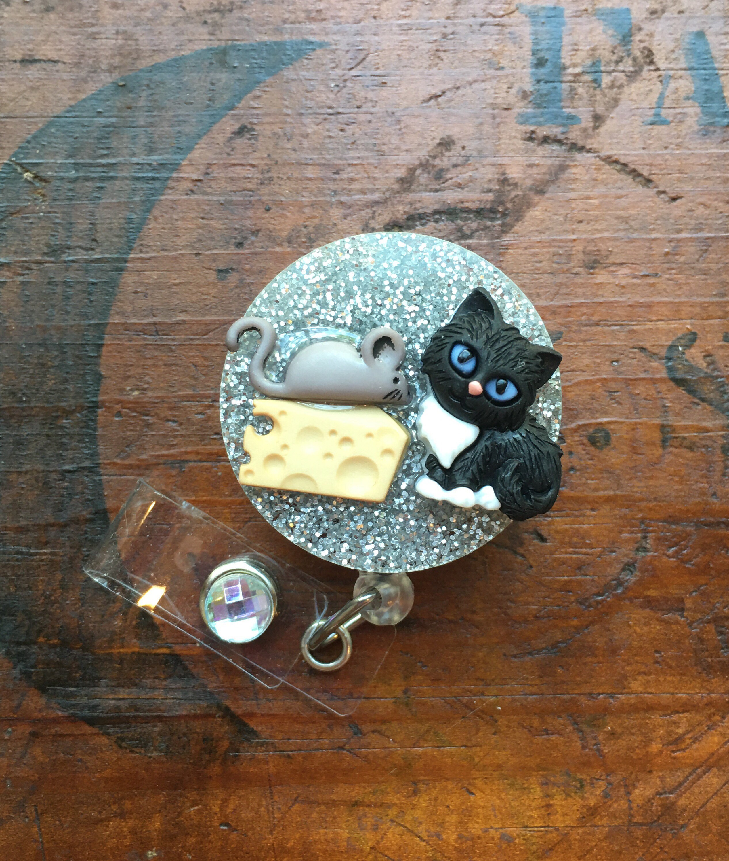 Cat Mouse Best Friends Badge Reel Etsy