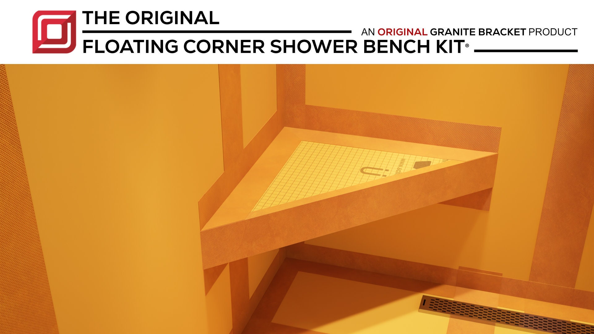 *New* The Original Floating Corner Shower Bench Kit with Schluter Kerdi Board by Original Granite Bracket 18x18