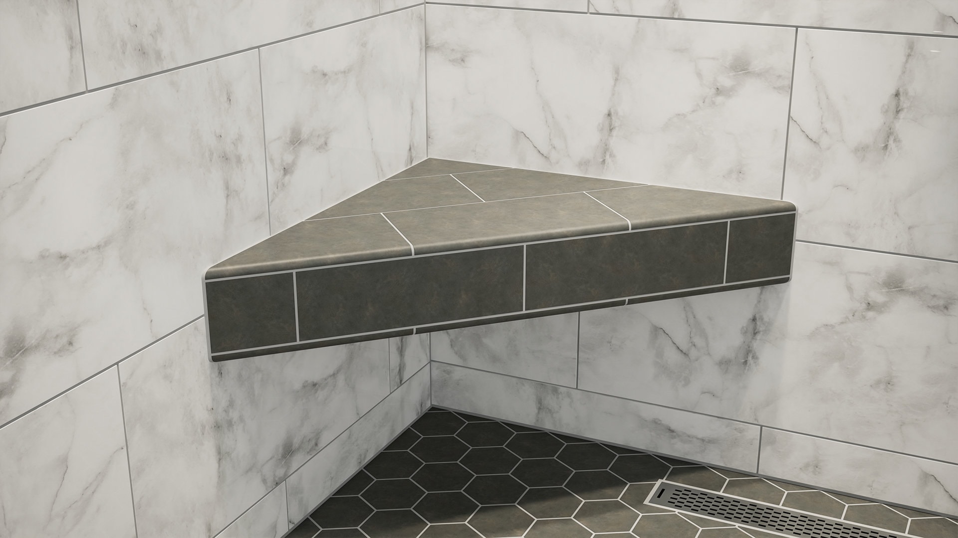 The Original Floating Corner Shower Bench Kit With Goboard® by Original Granite Bracket™ Etsy