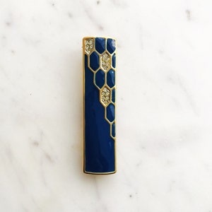 Vintage Blue Enamel & Crystal Brooch