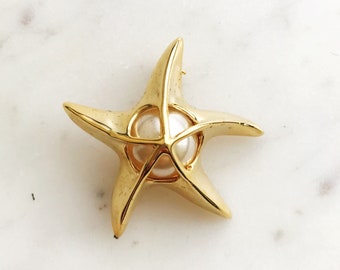 Vintage Pearl Starfish Brooch