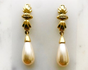 Vintage Pearl & Crystal Earrings
