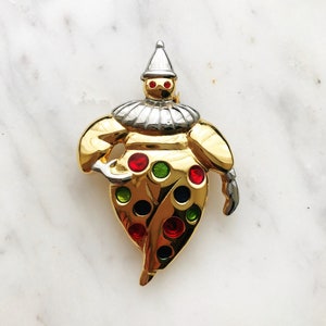 Vintage Enamel Clown Brooch