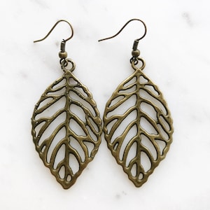 Antique Bronze Leaf Earrings
